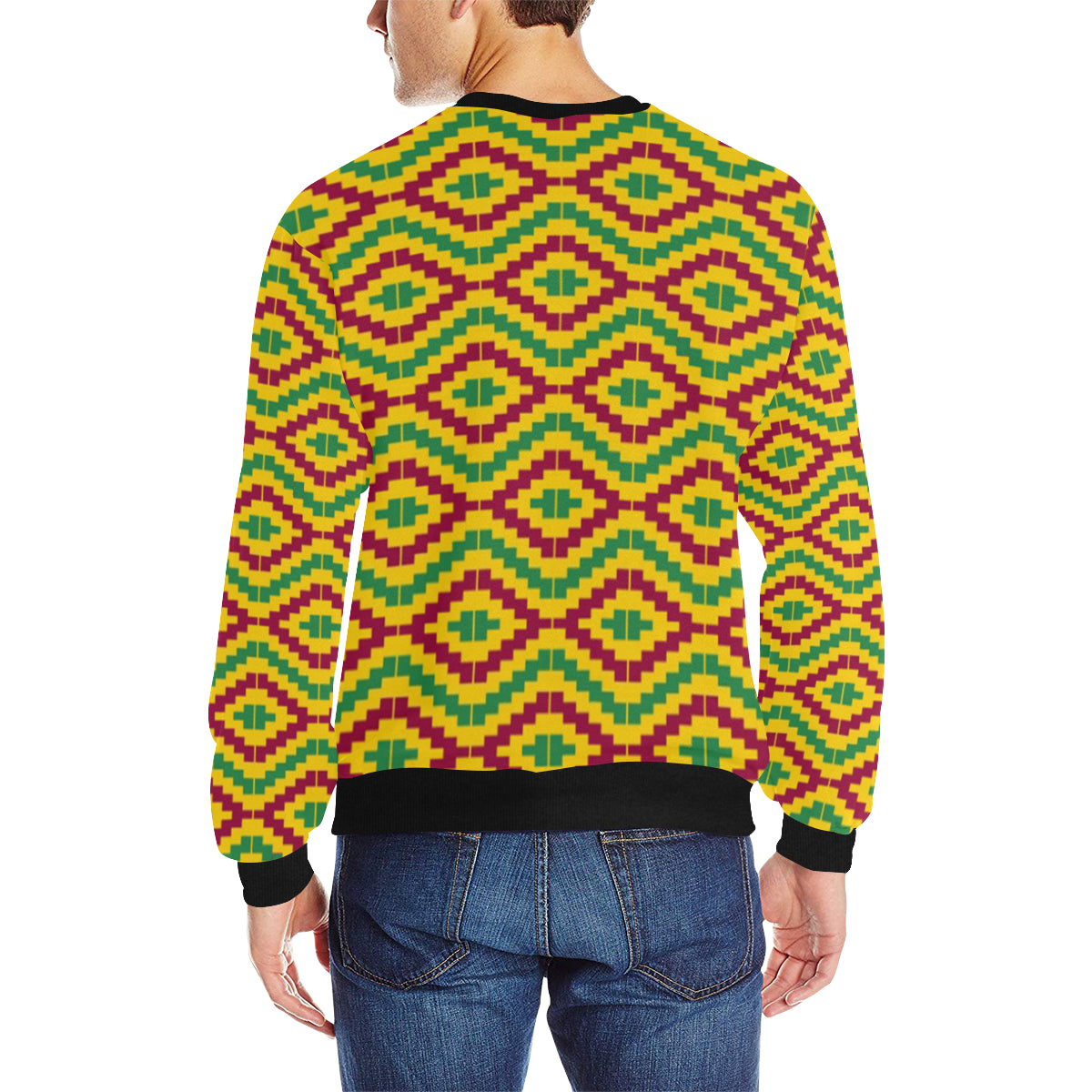 KEMET STYLE Men's Rib Cuff Crew Neck Sweatshirt