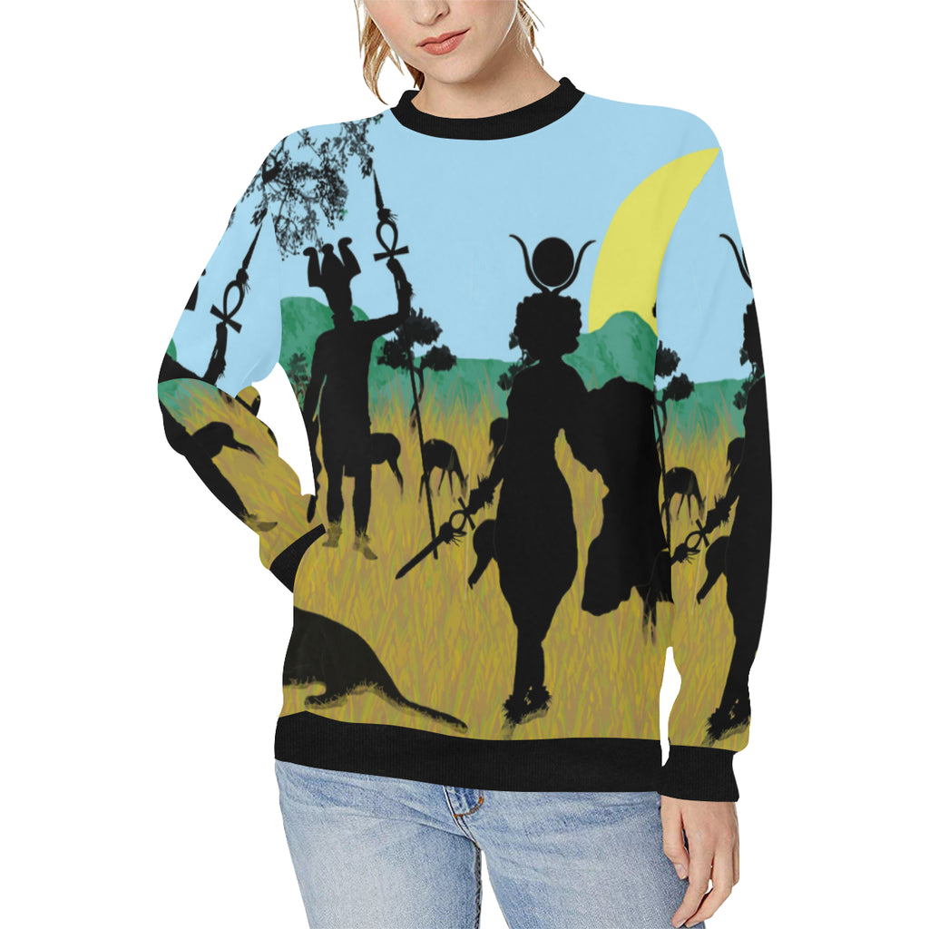 SAFARI NTR WARRIOR Women's Rib Cuff Crew Neck Sweatshirt (Model H34)