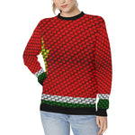 GWADA FLAG Women's Rib Cuff Crew Neck Sweatshirt (Model H34)