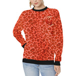 RED TIGER SKIN Women's Rib Cuff Crew Neck Sweatshirt (Model H34)