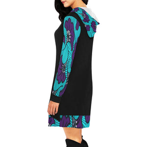 AFRIKA FLOWER All Over Print Hoodie Mini Dress