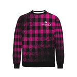 DUSTY PLAID Rib Cuff Crew Neck Sweatshirt