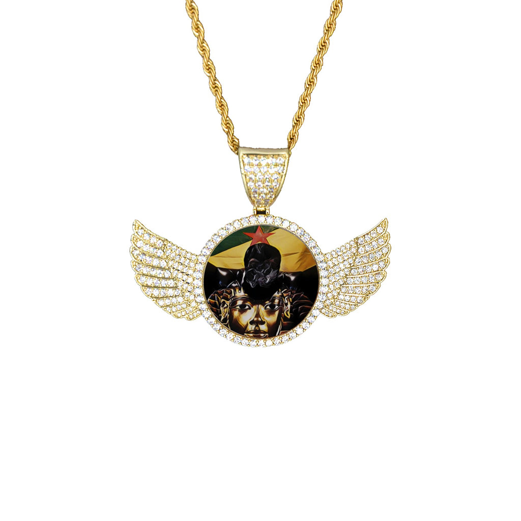 yana pharoah gang Wings Gold Pendant with Rope Chain