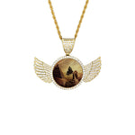 ANCIENT KEMET Wings Gold Photo Pendant with Rope Chain