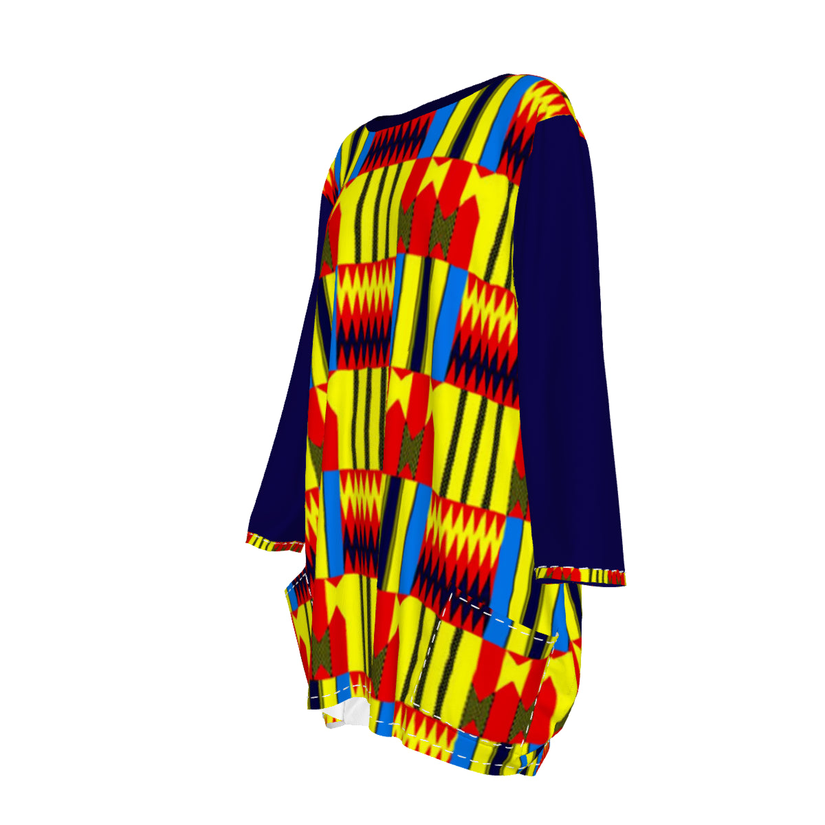 KENTE BLUE  Women's Loose Crew Neck shirt