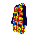 KENTE BLUE  Women's Loose Crew Neck shirt