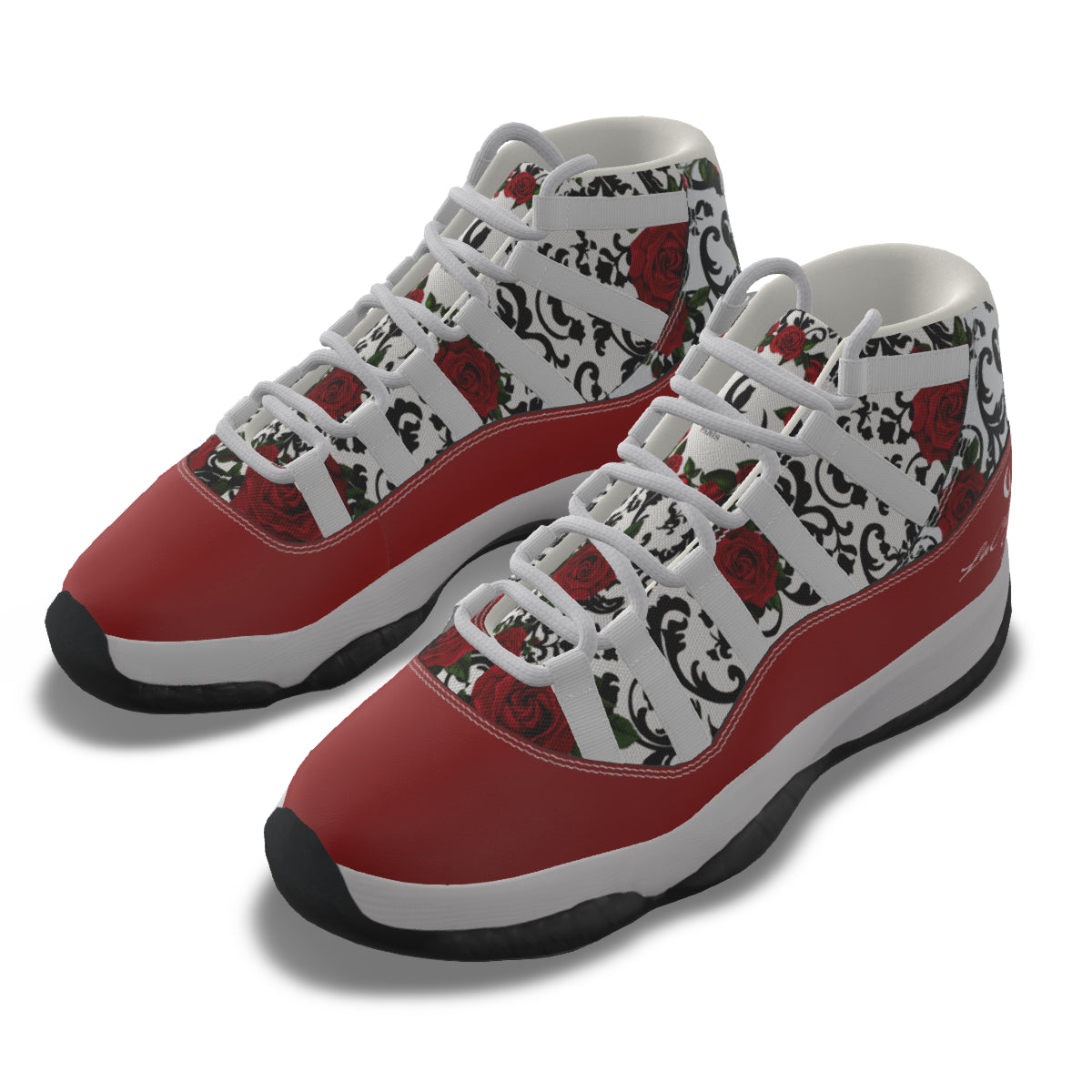 RED ROSES Men's High Top Basketball Shoes