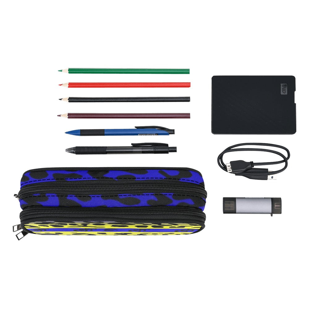 JAGUAR SKIN BLUE Pencil Pouch/Large