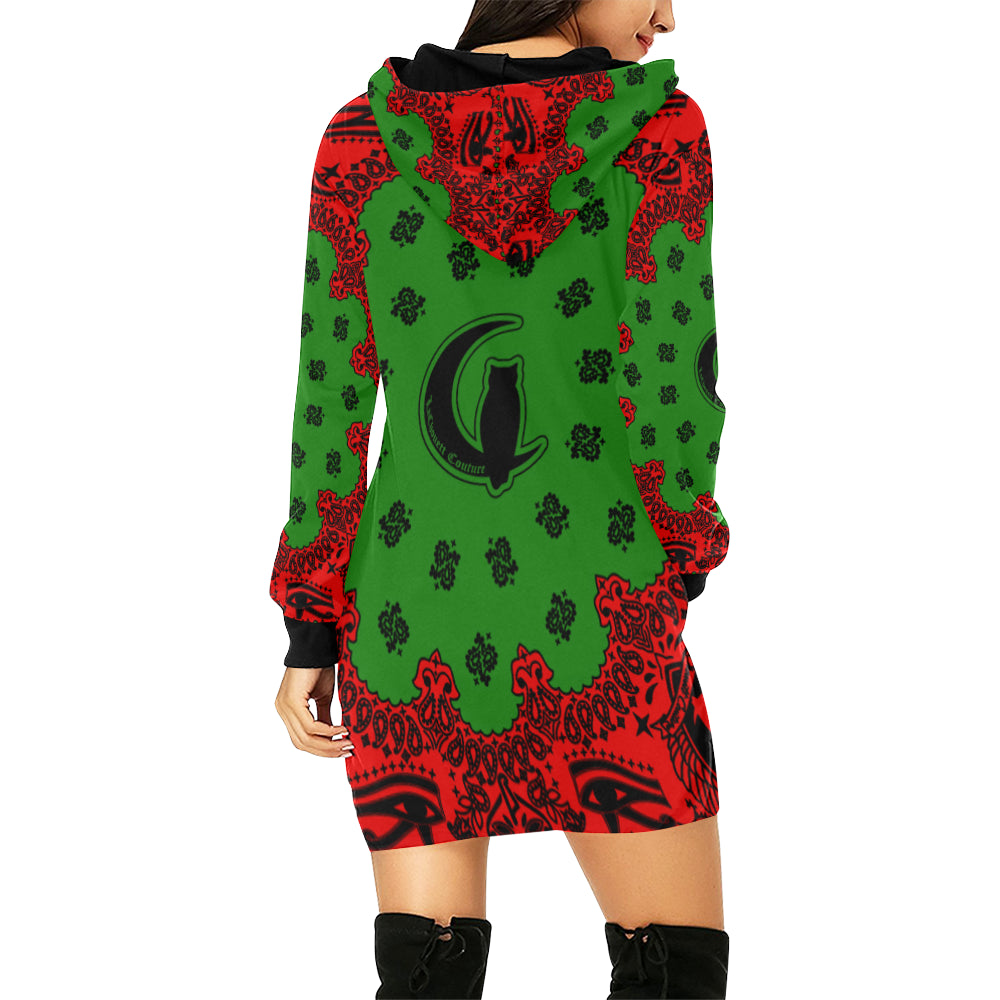 BANDANA RBG All Over Print Hoodie Mini Dress