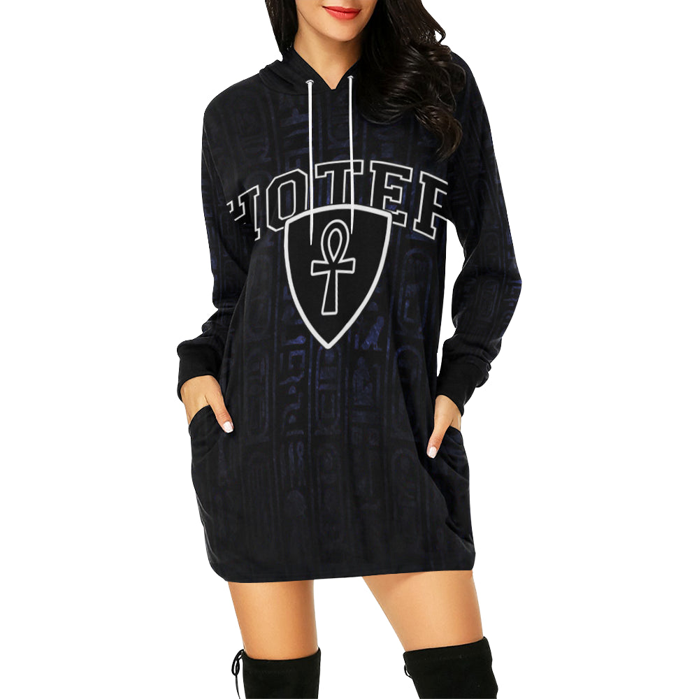 HOTEP ANKH All Over Print Hoodie Mini Dress