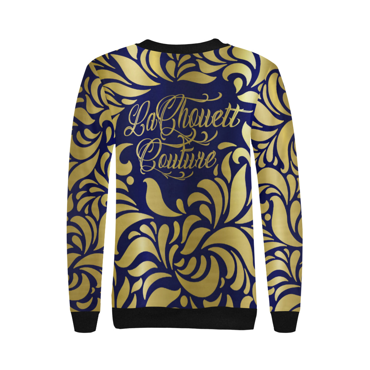 GORGIOUS LEAF ROYAL Women's Rib Cuff Crew Neck Sweatshirt (Model H34)