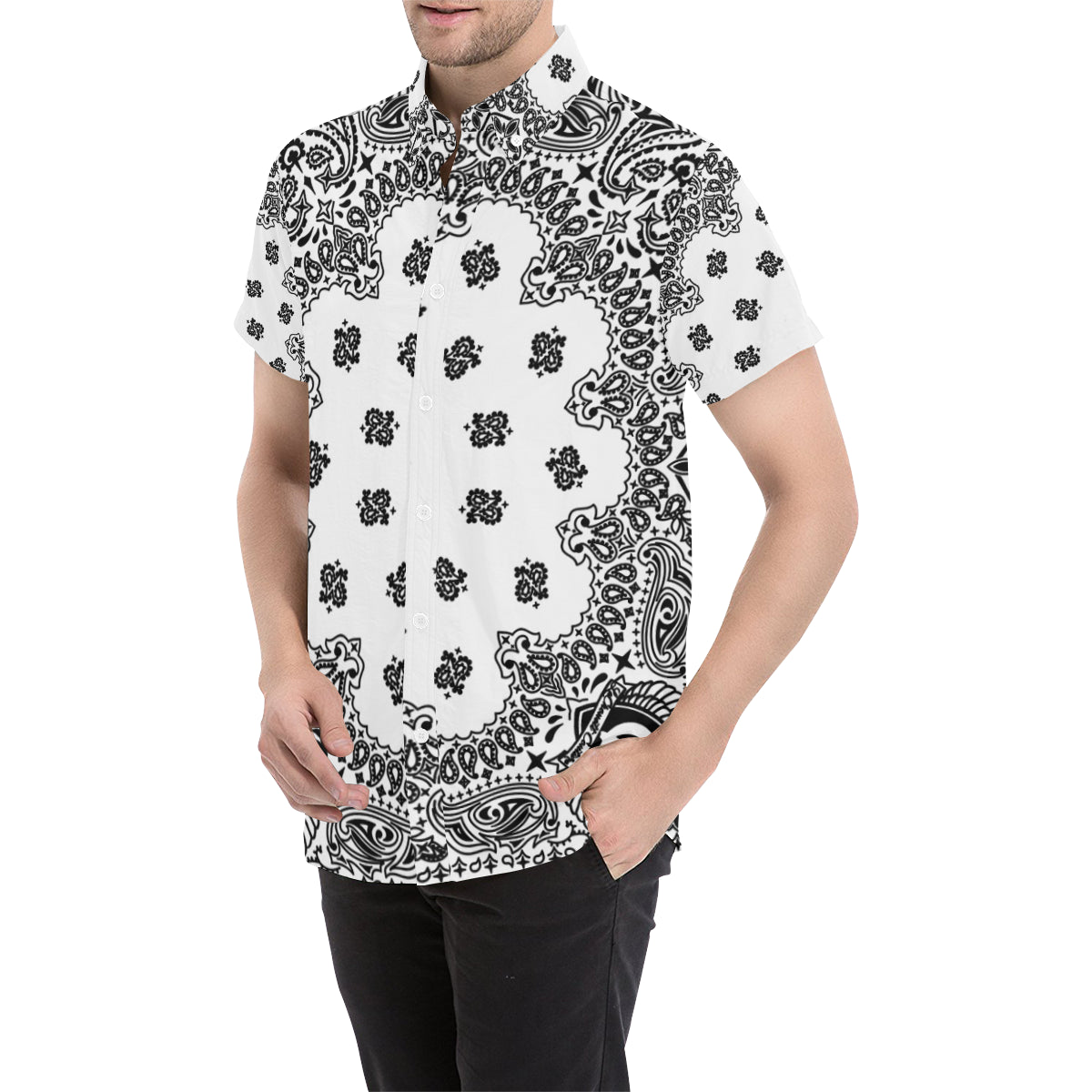 BANDANA WHT Men's All Over Print Short Sleeve Shirt