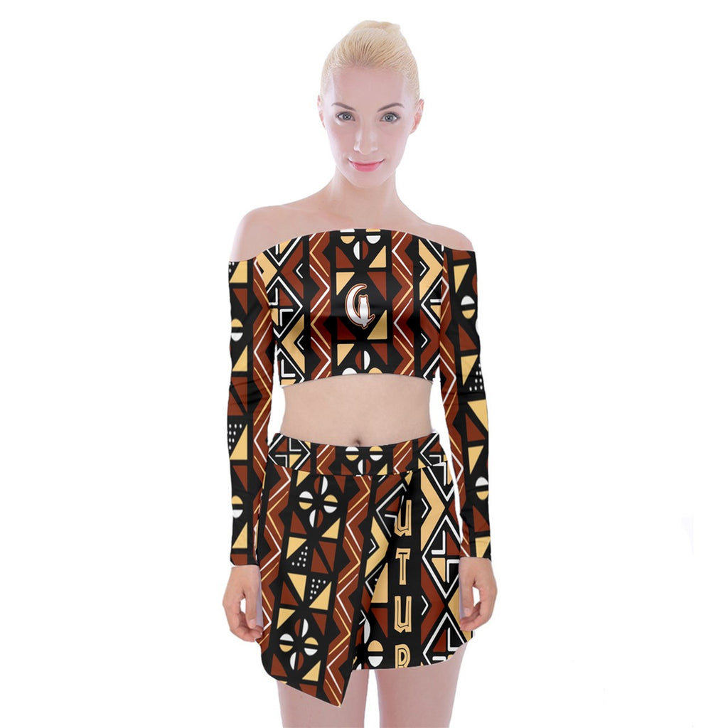 Bologan  Off Shoulder Top with Mini Skirt Set