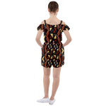 BOGOLAN Ruffle Cut Out Chiffon Playsuit