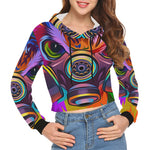 COLORING OWL All Over Print Crop Hoodie for Women