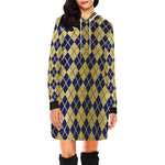 ARLEQUIN BLUE All Over Print Hoodie Mini Dress