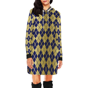 ARLEQUIN BLUE All Over Print Hoodie Mini Dress