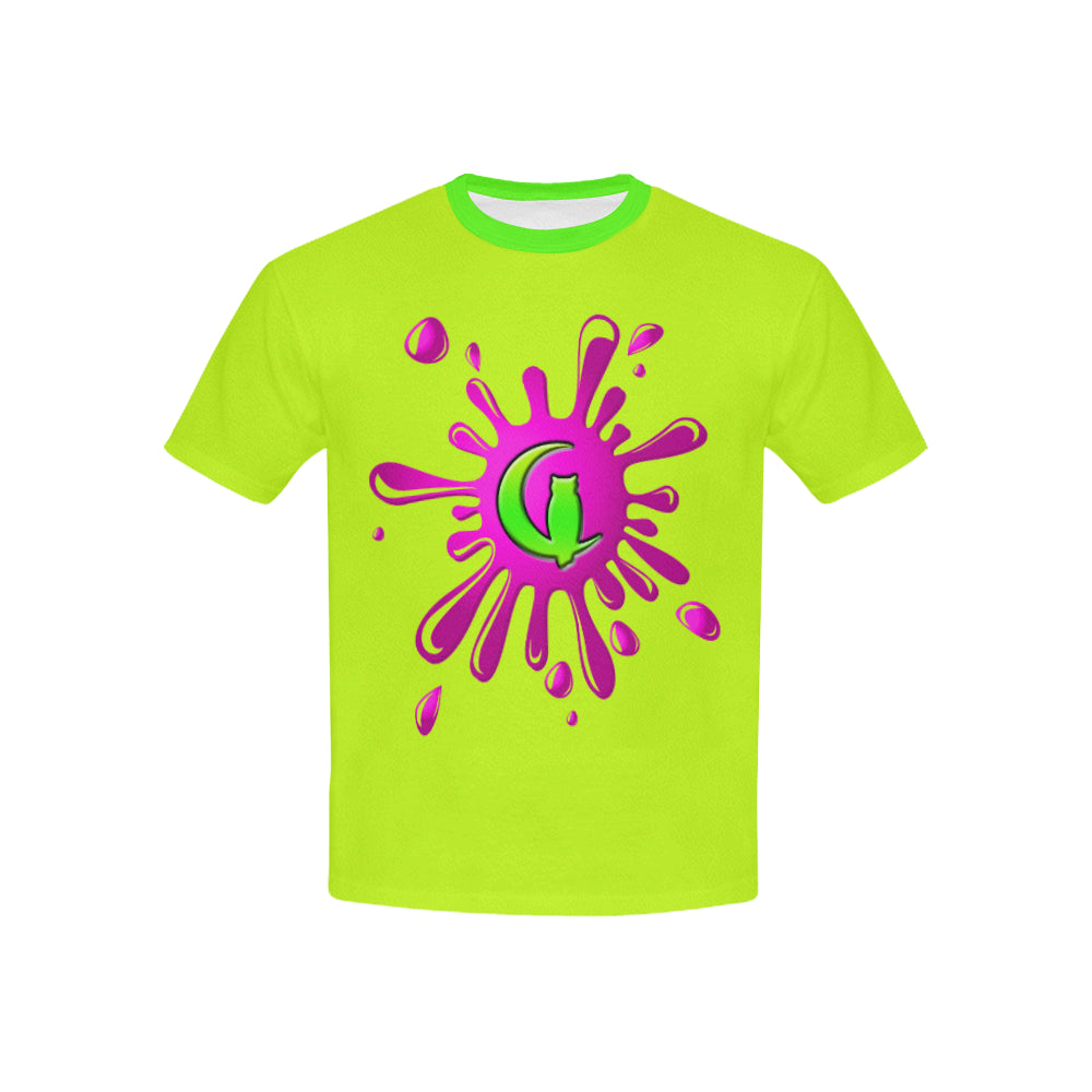 SPLASH OUT FLUO Kids' T-Shirt with Solid Color Neck