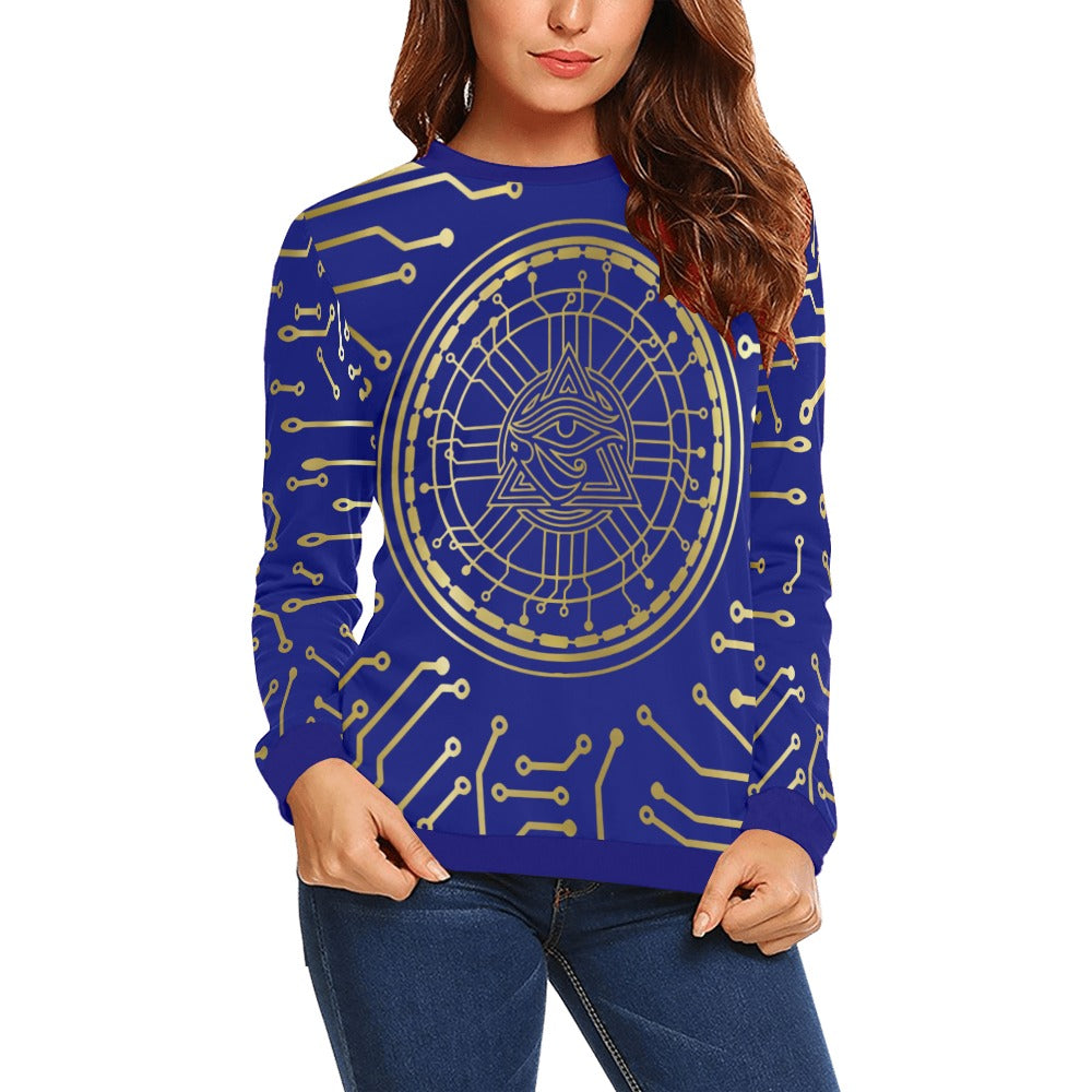 CRYPTO KMT All Over Print Crewneck Sweatshirt for Women
