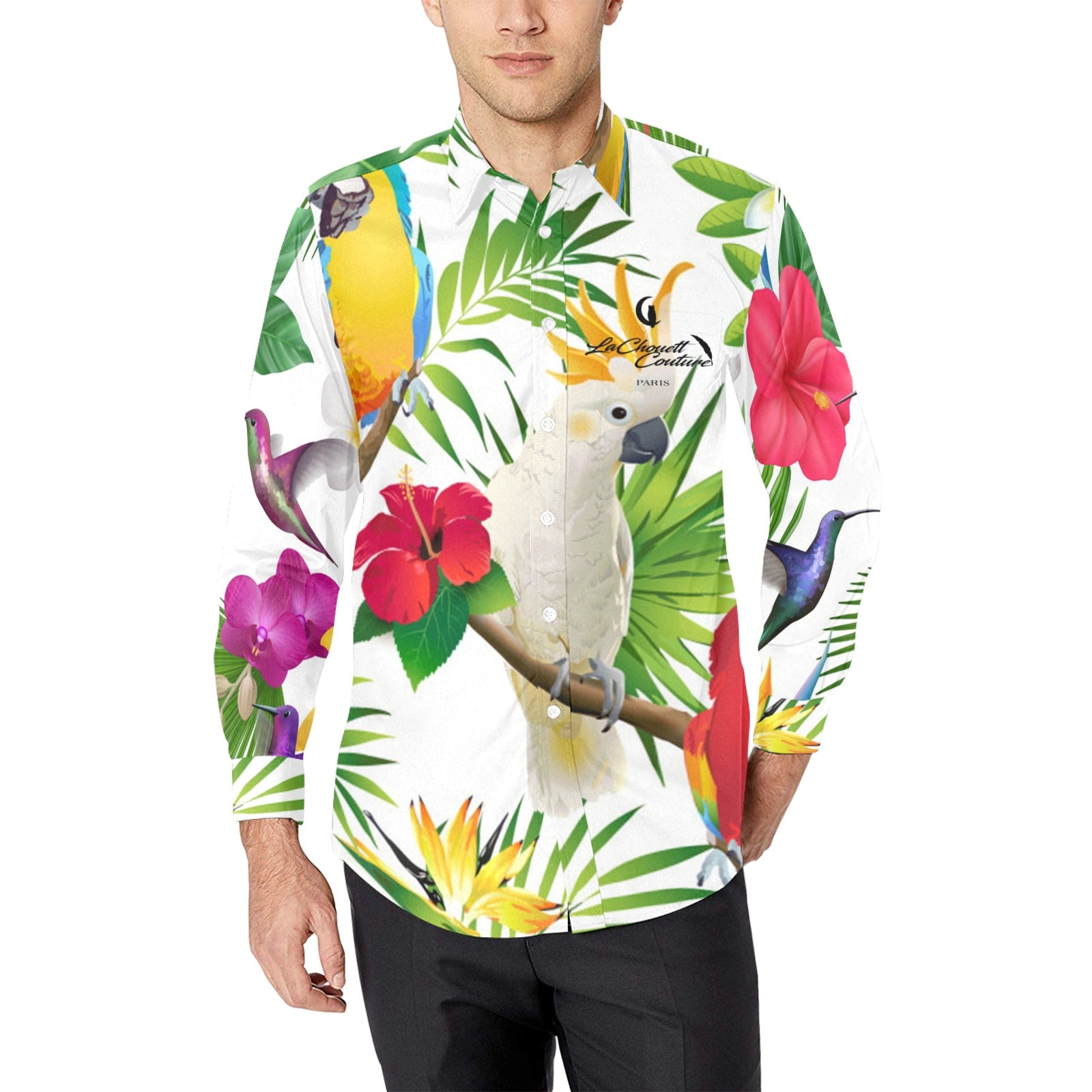 EXOTIC STYLE Men's All Over Print Casual Dress Shirt