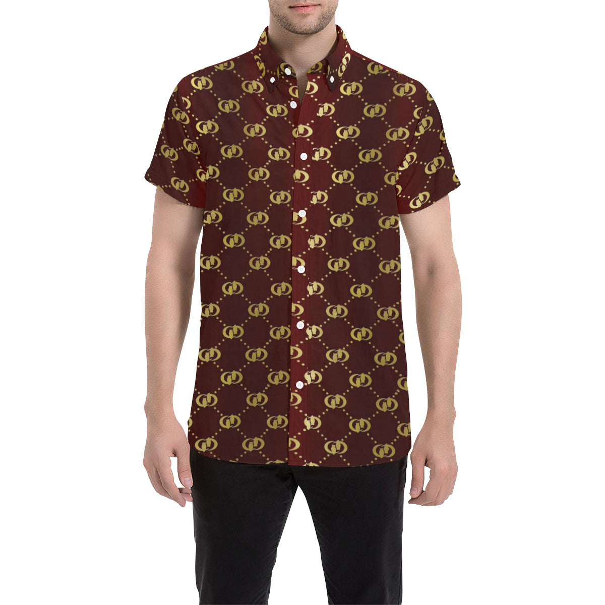 EXCELLENCE BRDXGLD Men's All Over Print Short Sleeve Shirt