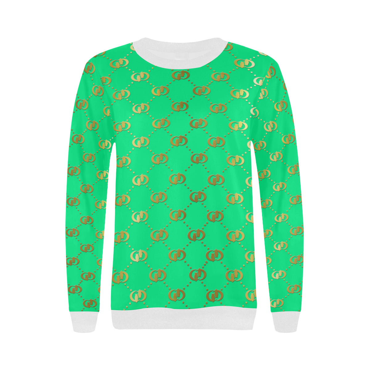 EXCELLENCE TRQGLD Women's Rib Cuff Crew Neck Sweatshirt (Model H34)