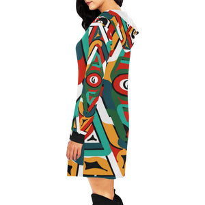 TEMBE ART All Over Print Hoodie Mini Dress