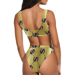 GOLDIE BLUE ROYAL TRIANGLE Sport Top & High-Waisted Bikini Swimsuit (Model S07)