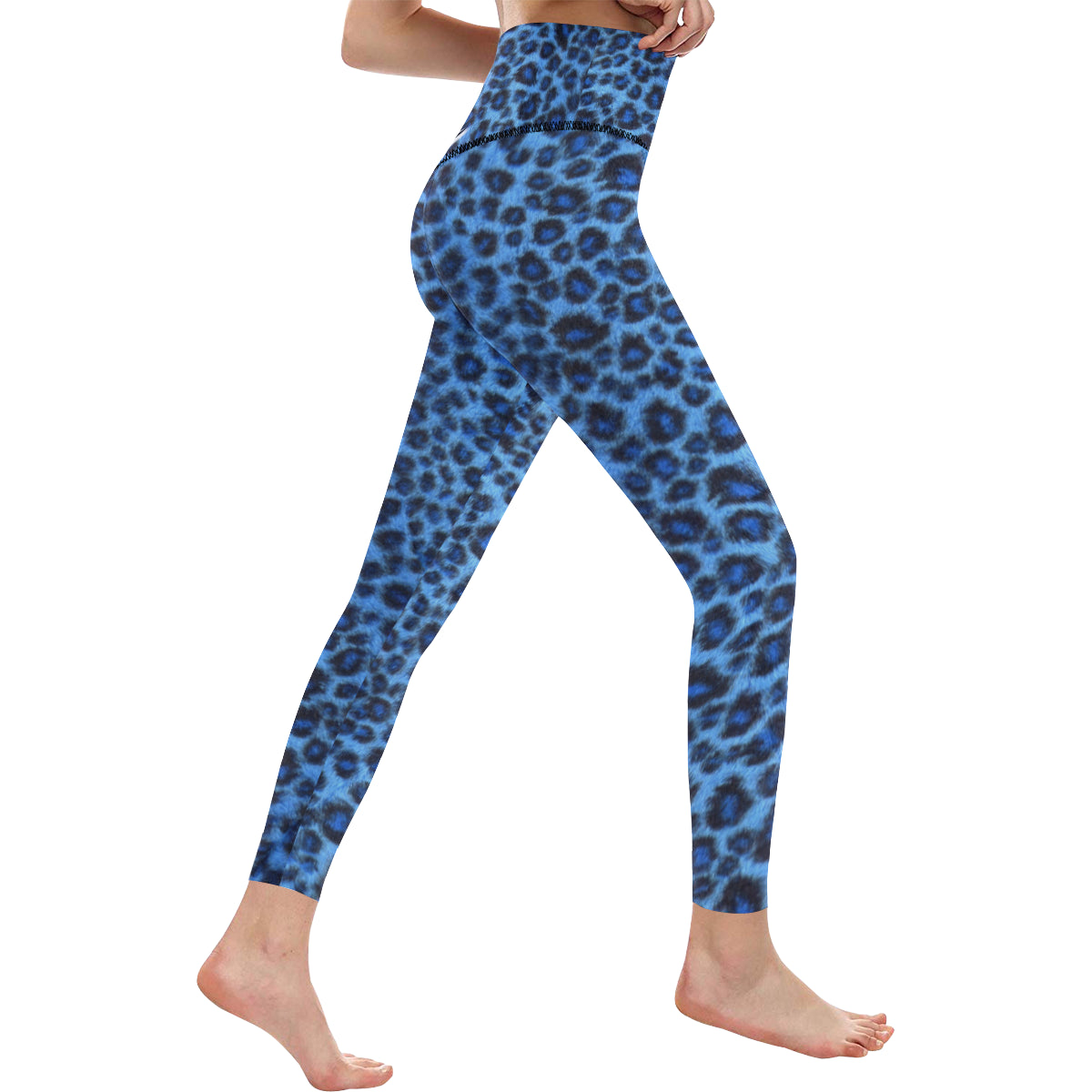 BLUE TIGER SKIN All Over Print High-Waisted Leggings