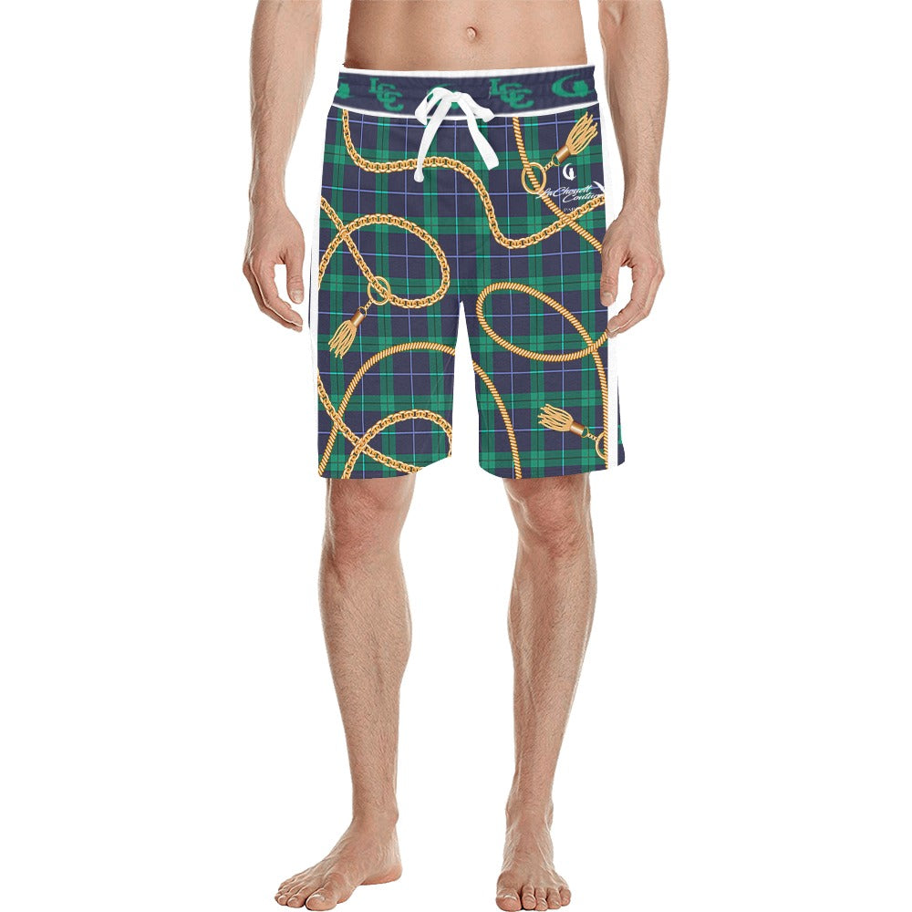 PLAID IN GOLD Men's All Over Print Casual Shorts