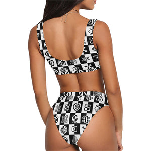 Adinkra CHECCMATE Sport Top & High-Waisted Bikini Swimsuit