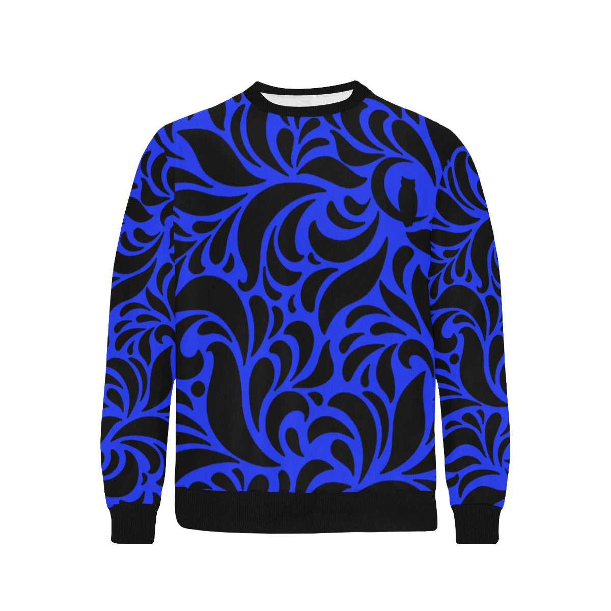 GORGIOUS BLUE LEAF Men's Rib Cuff Crew Neck Sweatshirt