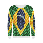 BRASIL FLAG Women's Rib Cuff Crew Neck Sweatshirt