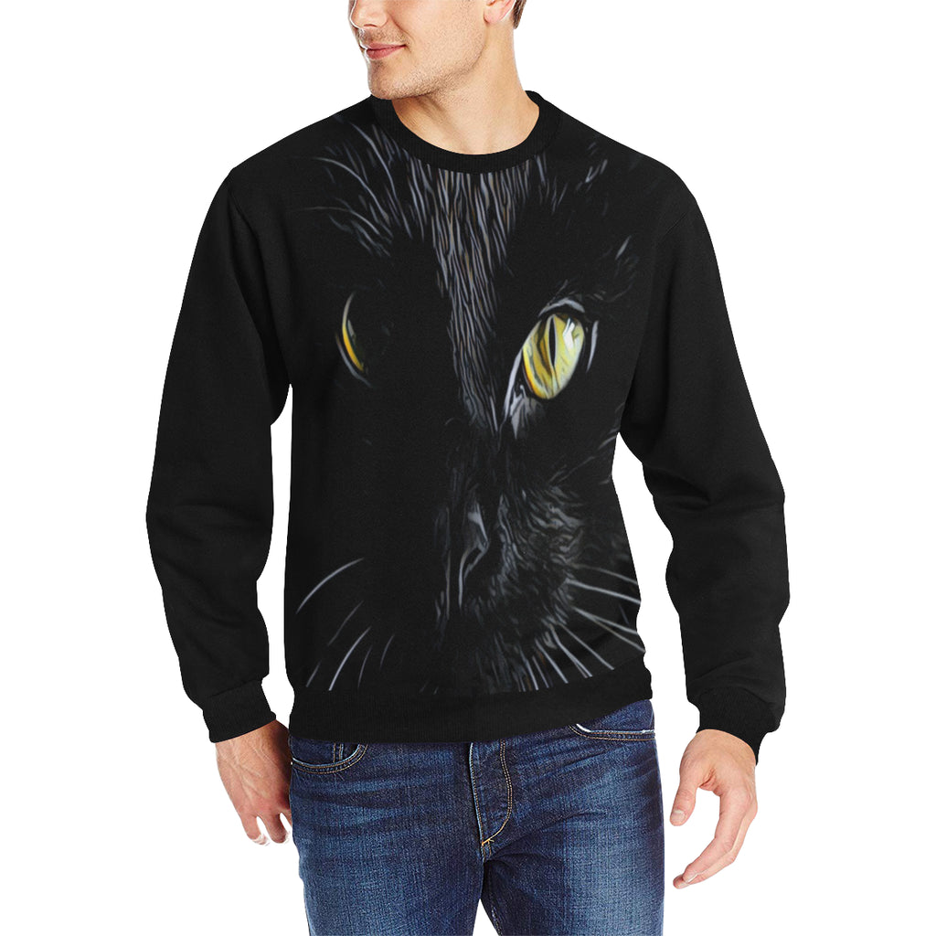 BASTET CAT Men's Rib Cuff Crew Neck Sweatshirt