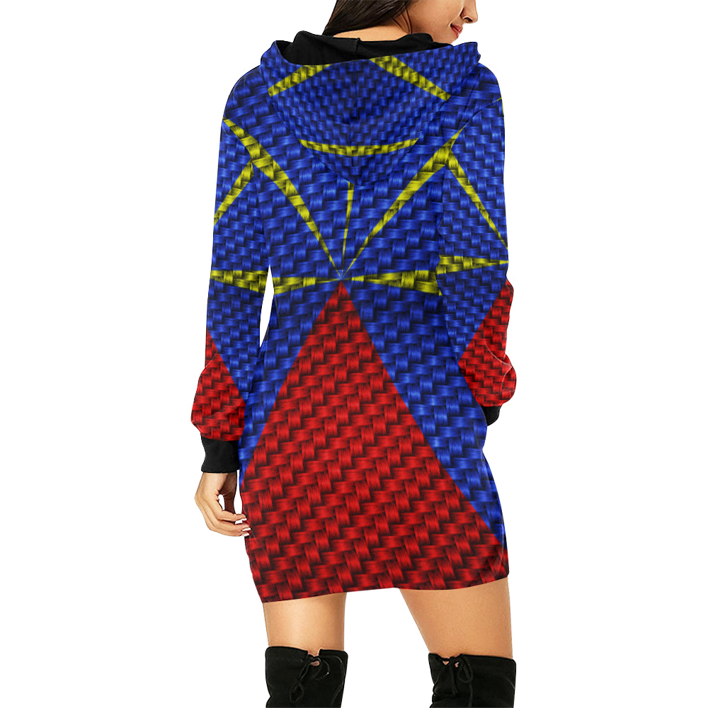 LA REUNION FLAG All Over Print Hoodie Mini Dress