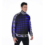 DUSTY PLAID BLUE Stand Collar Jacket