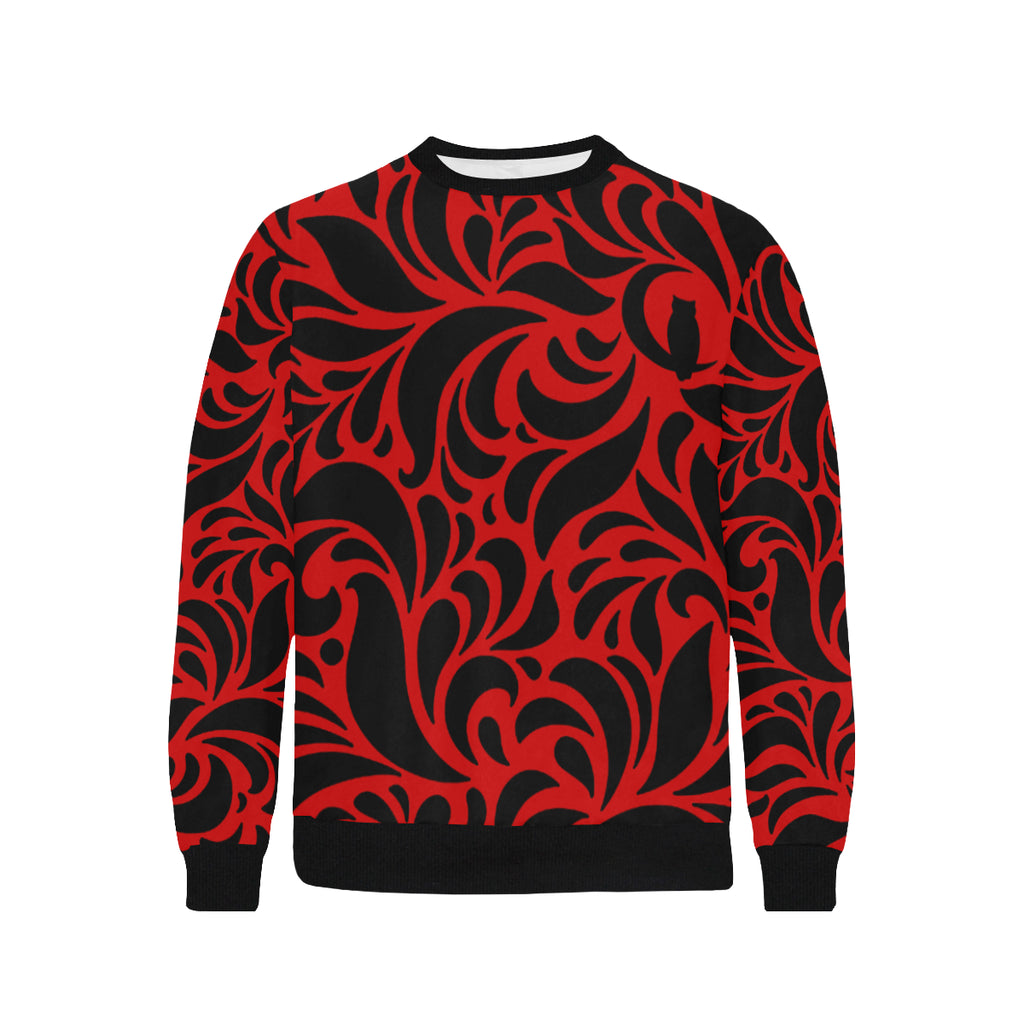 GORGIOUS RED LEAF Men's Rib Cuff Crew Neck Sweatshirt