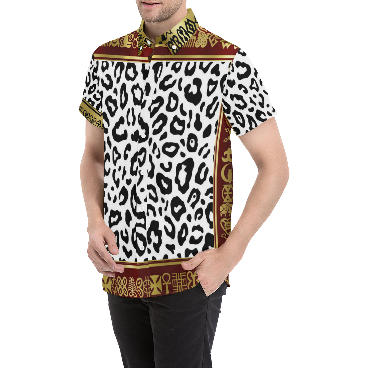 V.I.P Men's All Over Print Short Sleeve Shirt