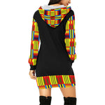 KENTE BLUE All Over Print Hoodie Mini Dress