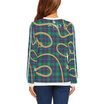 PLAID IN GOLD All Over Print Crewneck Sweatshirt for Women