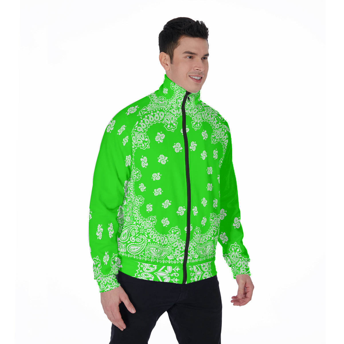 BANDANA GREEN Stand Collar Jacket