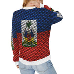 HAITI FLAG Women's Rib Cuff Crew Neck Sweatshirt (Model H34)