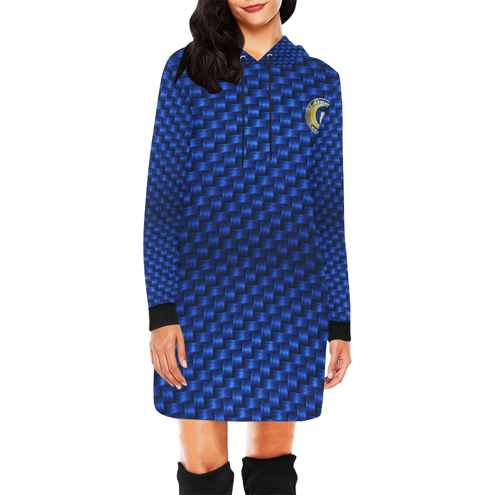 PRESTIGE BLUE All Over Print Hoodie Mini Dress (Model H27)