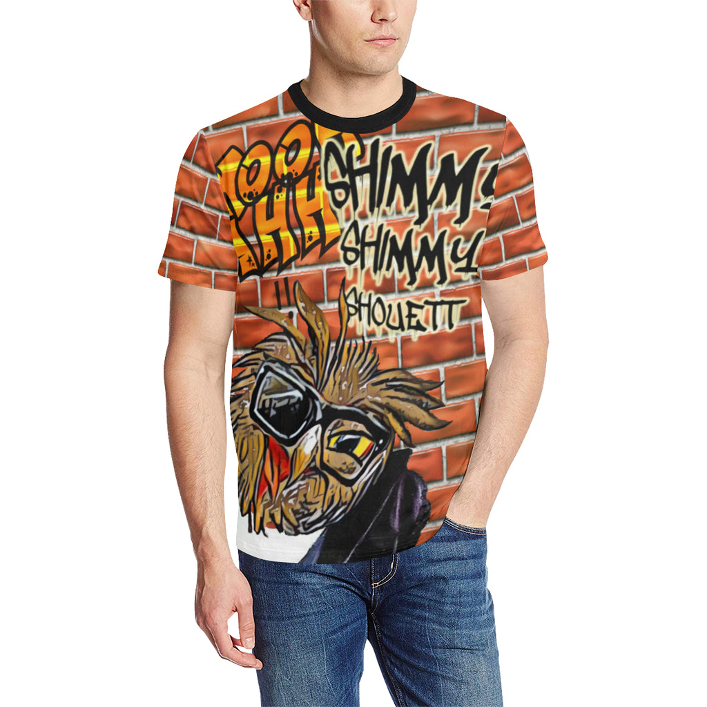 WOOH AHH Men's All Over Print T-Shirt (Solid Color Neck) (Model T63)