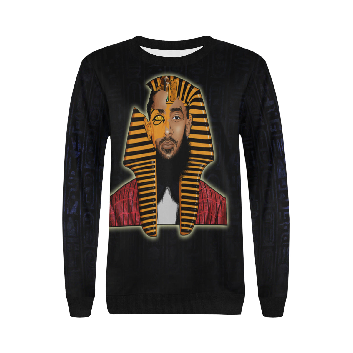 NIPSEY THA GREAT Women's Rib Cuff Crew Neck Sweatshirt (Model H34)