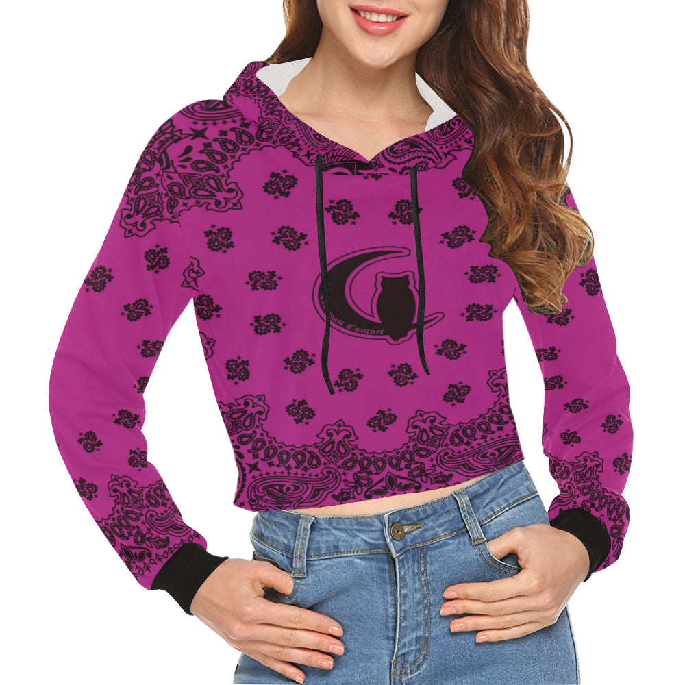BANDANA GRAPES All Over Print Crop Hoodie for Women