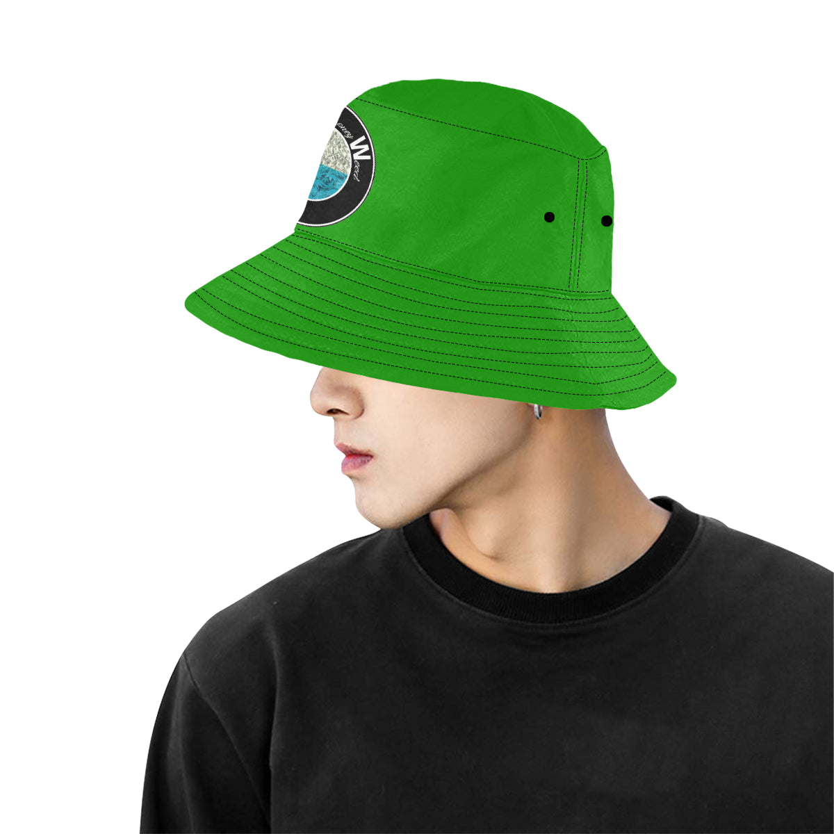 B.Money.W GREEN All Over Print Bucket Hat for Men