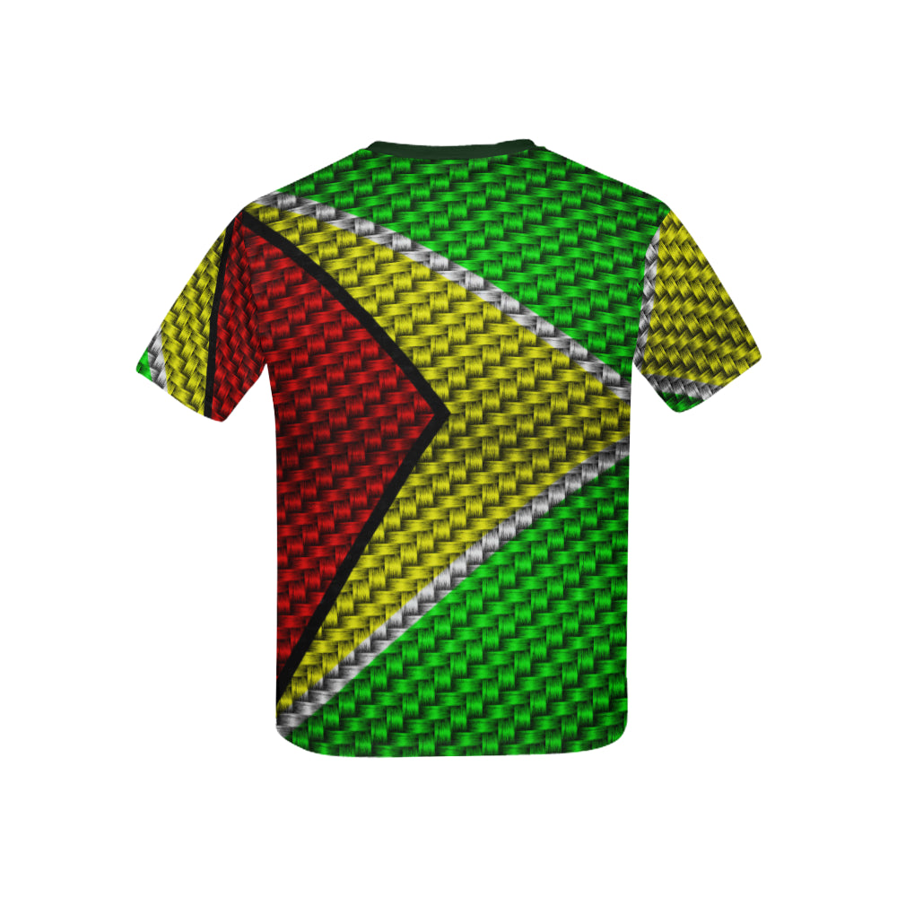 GUYANA FLAG Kids' T-Shirt with Solid Neck