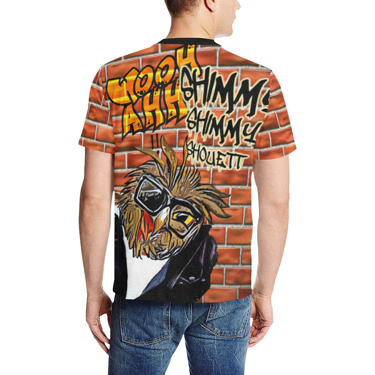 WOOH AHH Men's All Over Print T-Shirt (Solid Color Neck) (Model T63)