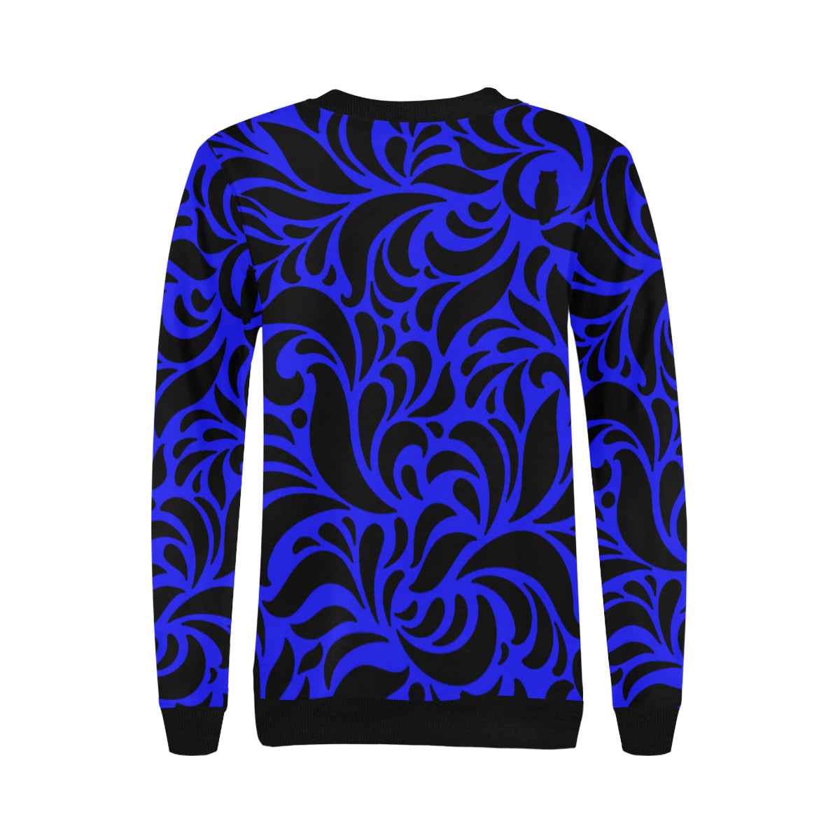 GORGIOUS LEAF BLUE Women's Rib Cuff Crew Neck Sweatshirt (Model H34)
